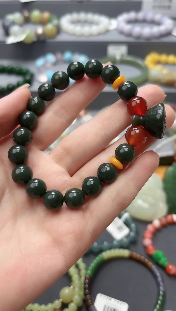 未镶嵌手串和田玉天然和田玉青玉原创手串