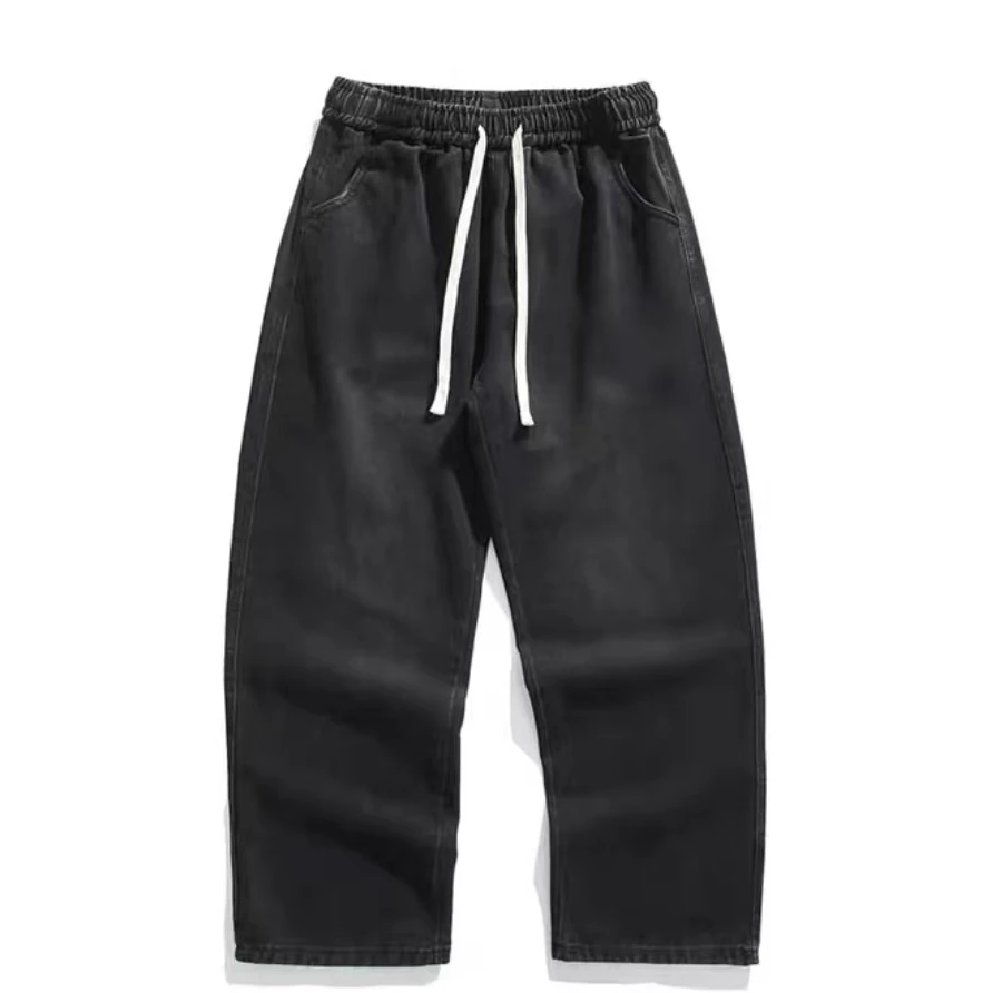 （默认微瑕黑色男牛仔裤男夏季直筒男裤男生裤子宽松男士直筒裤）