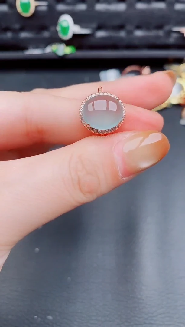 【闪购商品】翡翠戒指银S925镶嵌天然a货翡翠722