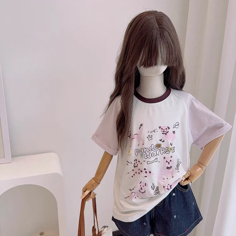 《昊妈家》女童夏季印花韩版短袖8366