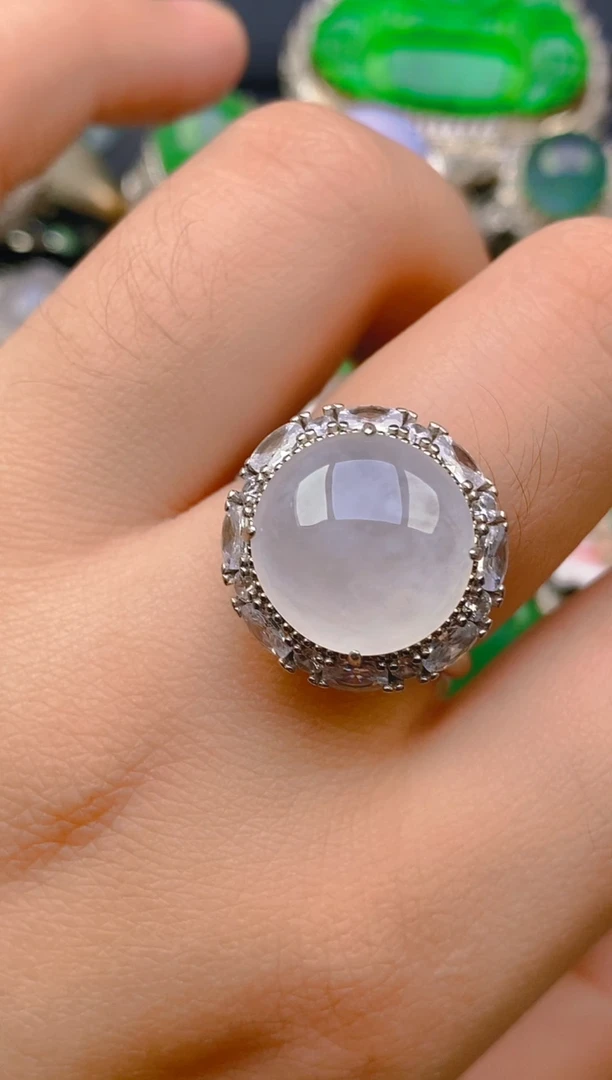 【闪购商品】翡翠戒指银S925镶嵌天然A货翡翠1