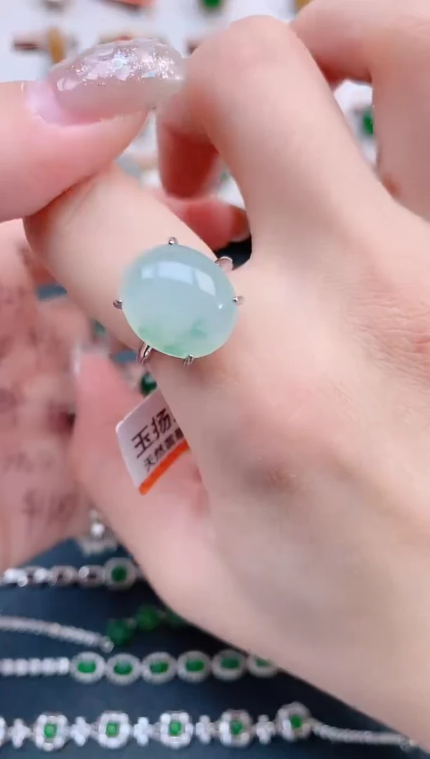 银S925镶嵌戒指翡翠天然翡翠