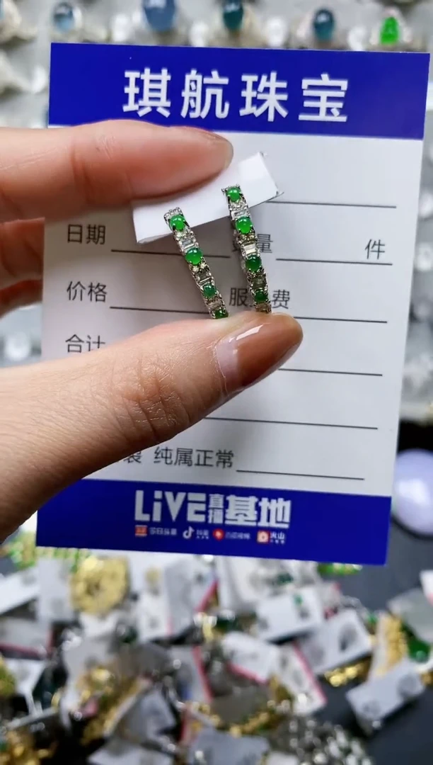【闪购商品】翡翠耳饰银S925镶嵌0621