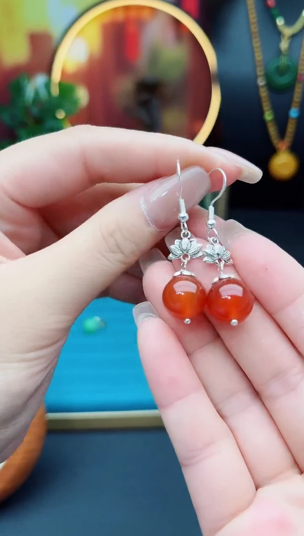 玛瑙/玉髓耳饰银S925镶嵌718000