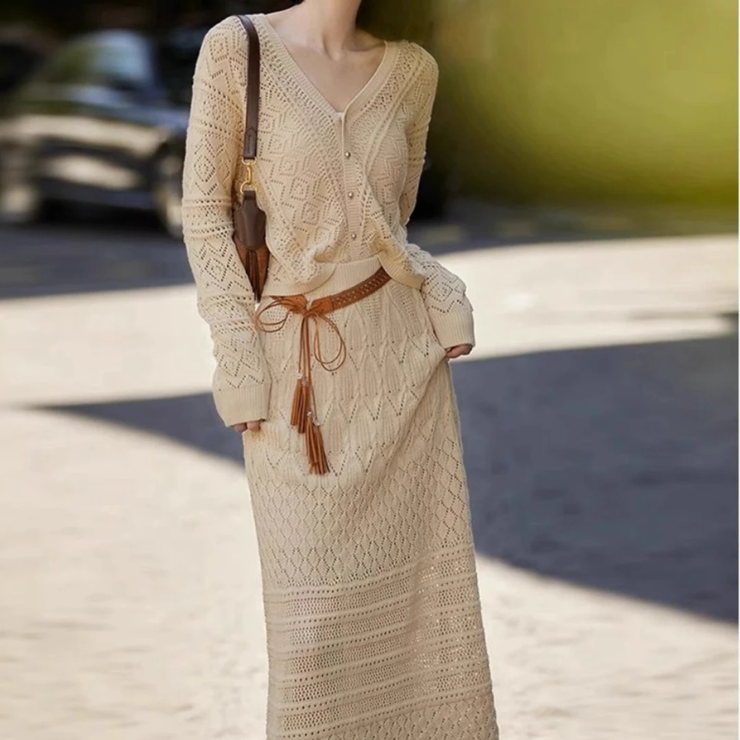 长款百搭长袖镂空显瘦开衫ins春夏新款设计感洋气减龄女外搭夏季