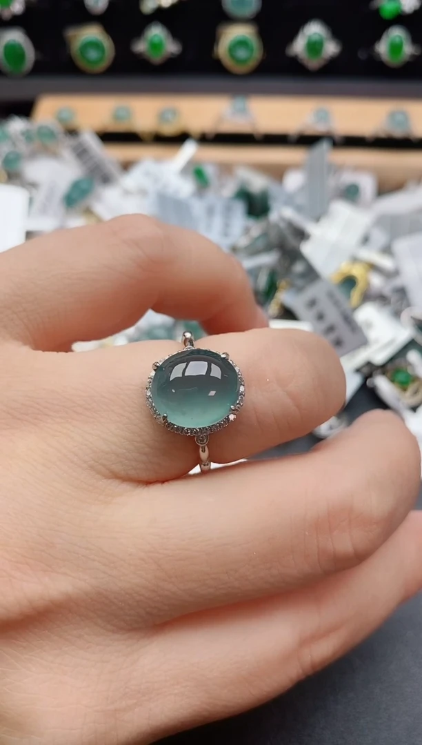 银S925镶嵌戒指翡翠1