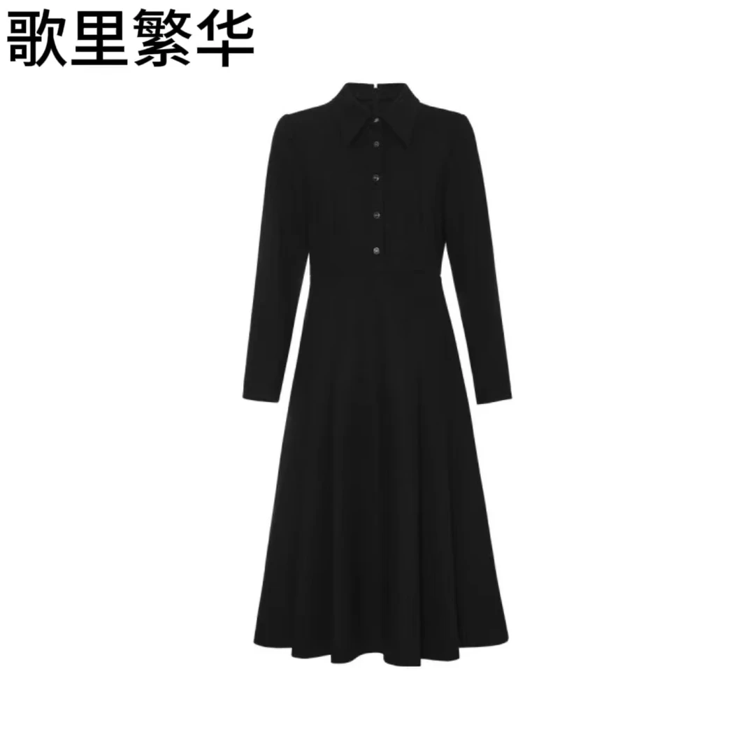 【歌里繁华】N+2024秋款收腰显瘦工字褶拼接衬衫连衣裙女0032