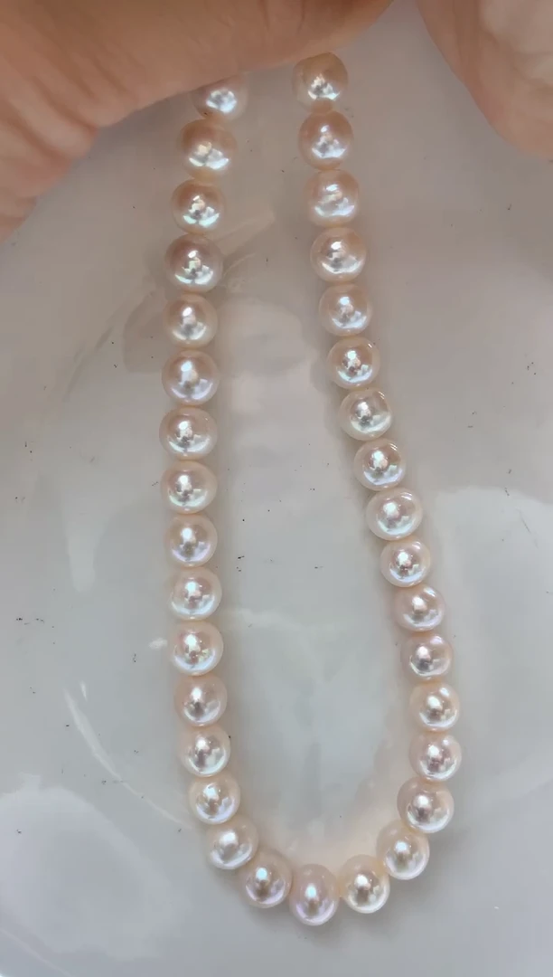 项链未镶嵌淡水珍珠398   8mm无核白透粉全珠项链（多样性发一）