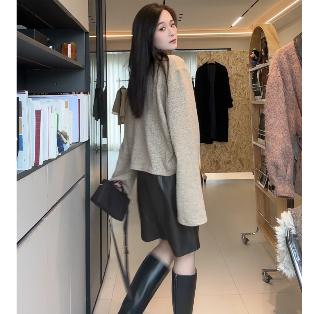 圆领打底衫女秋季新款修身软糯薄款针织衫内搭上衣#10607