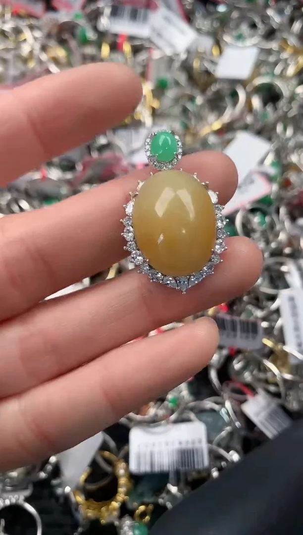 银S925镶嵌戒指翡翠8  3