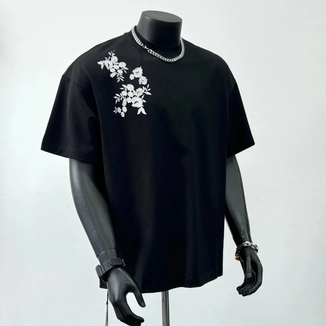 230克重磅纯棉短袖T恤中国水墨风格印花透气休闲百搭小圆领短袖