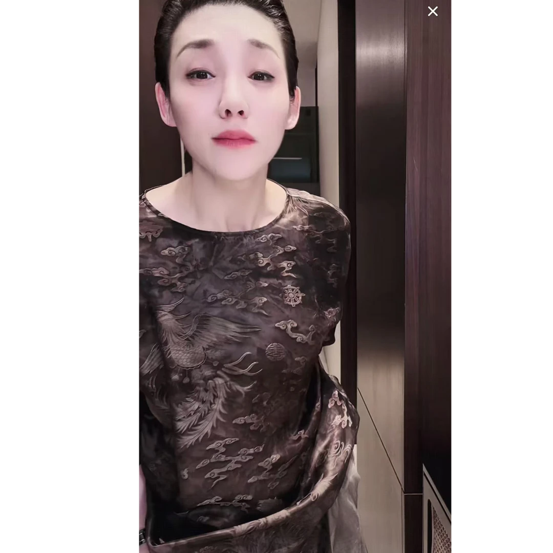 28姆米 重磅 提花 圆领 长裙 Q0640