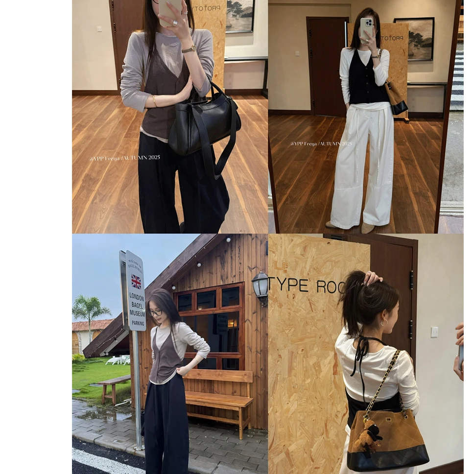 YPP！【时髦buff】秋季新款小众撞色高级感两件套上衣