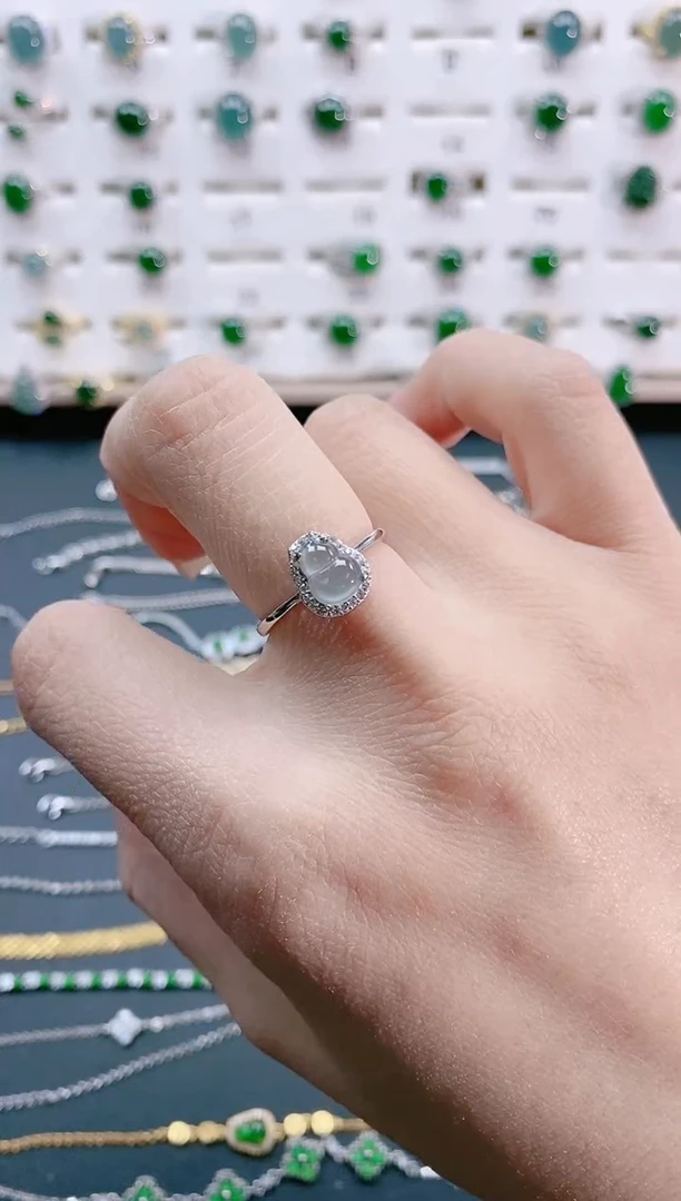 【闪购商品】翡翠戒指银S925镶嵌天然翡翠