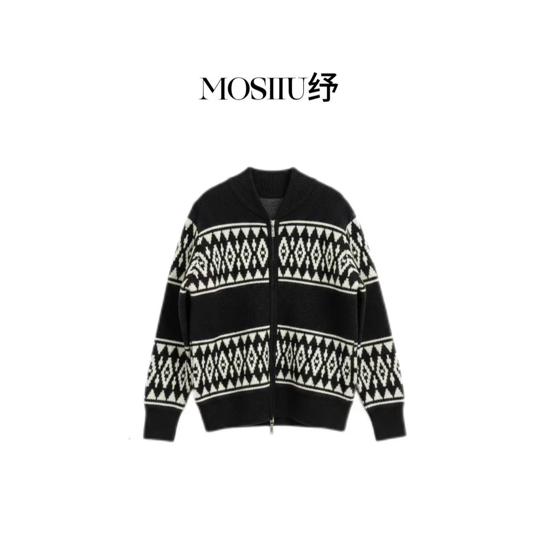 MOSIIU纾【米兰调性】费尔岛风开衫女外套25530