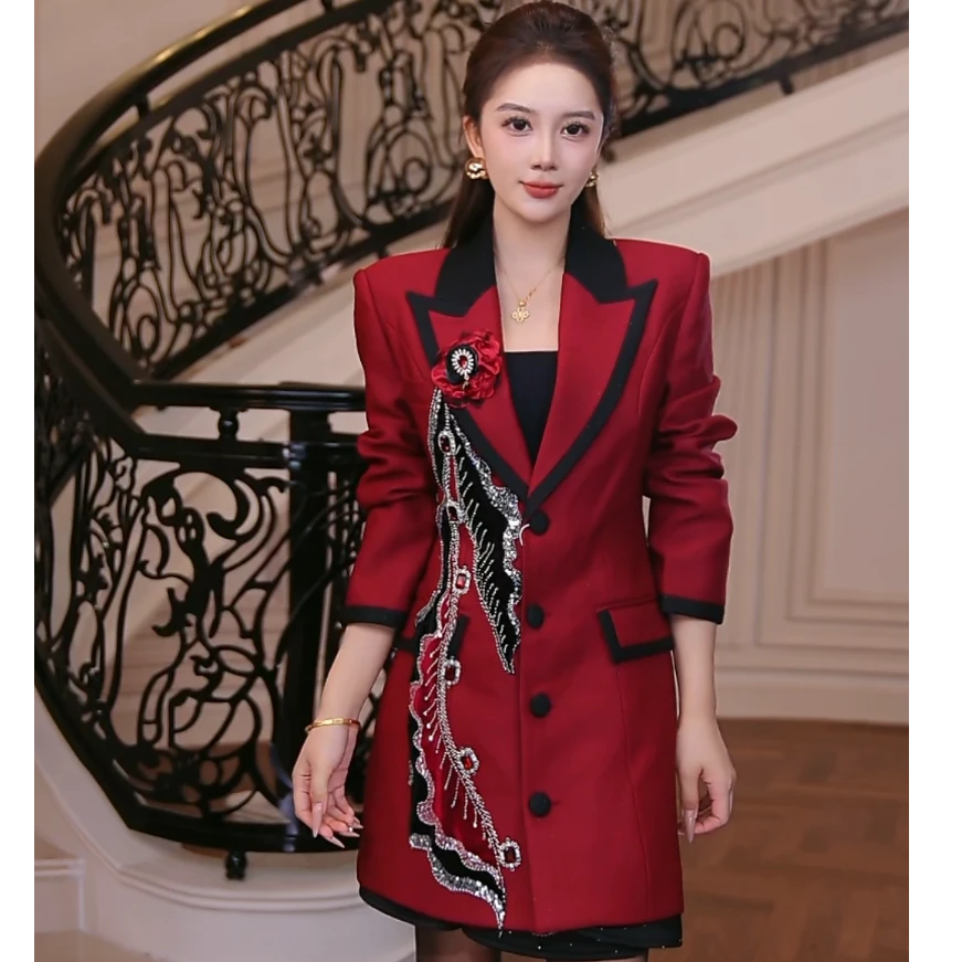 【芙娜妮】2025秋冬刺绣学院风短款女百搭高级感大衣外套FG2531268A