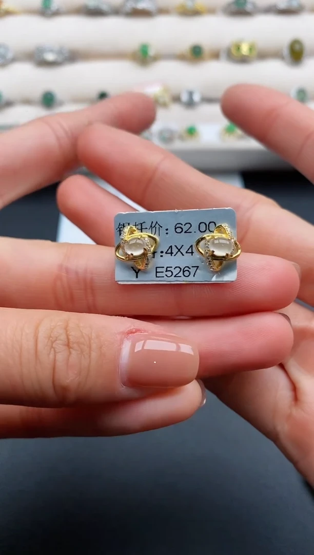 银S925镶嵌戒指翡翠缅甸天然A货翡翠111  7-6