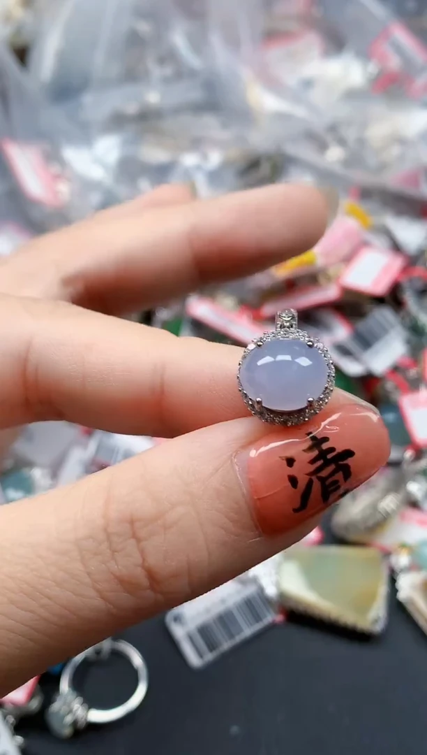 银S925镶嵌戒指翡翠天然A货缅甸翡翠