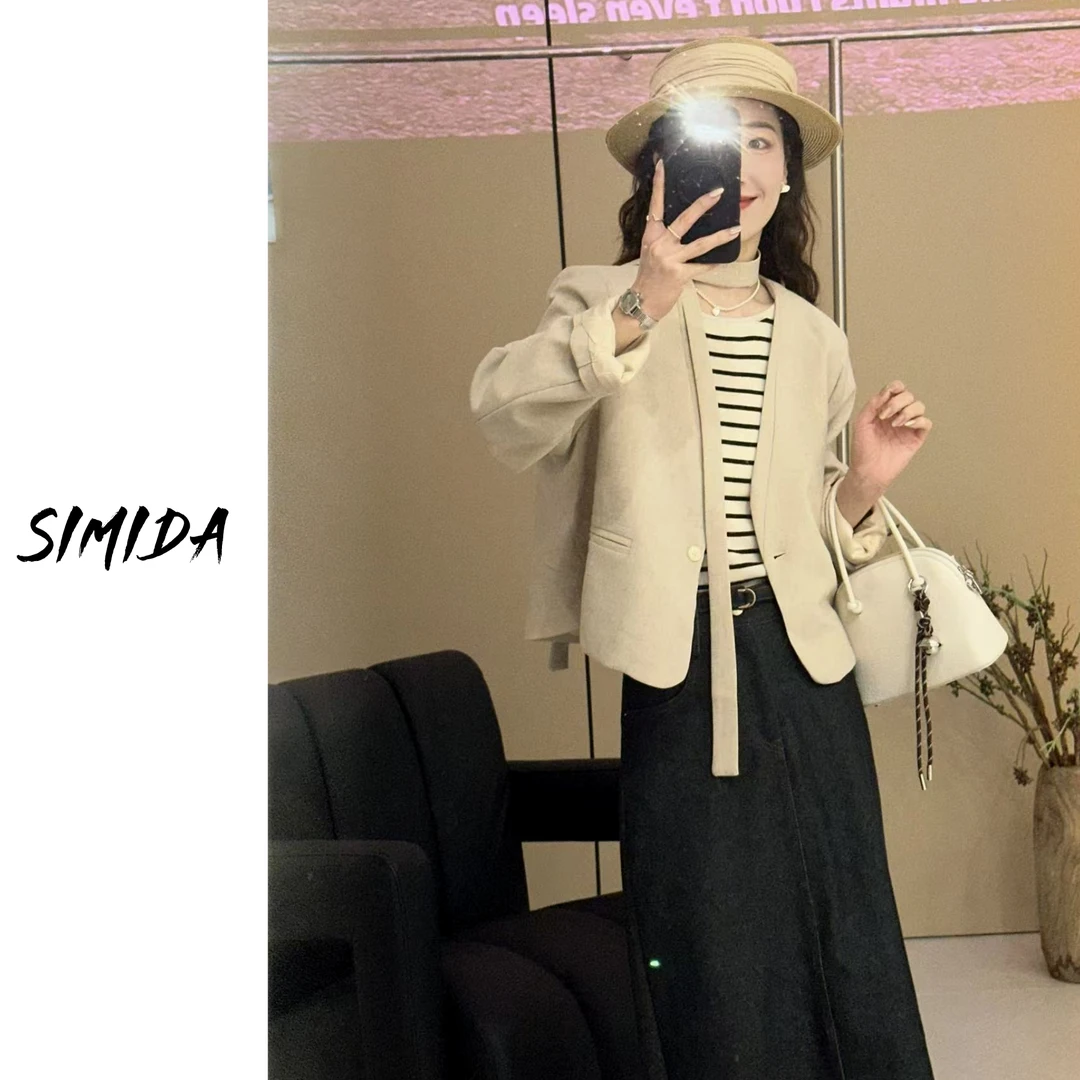 SIMIDA诗觅  韩系飘带西装外套