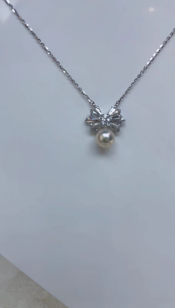 海水珍珠银S925镶嵌颈饰