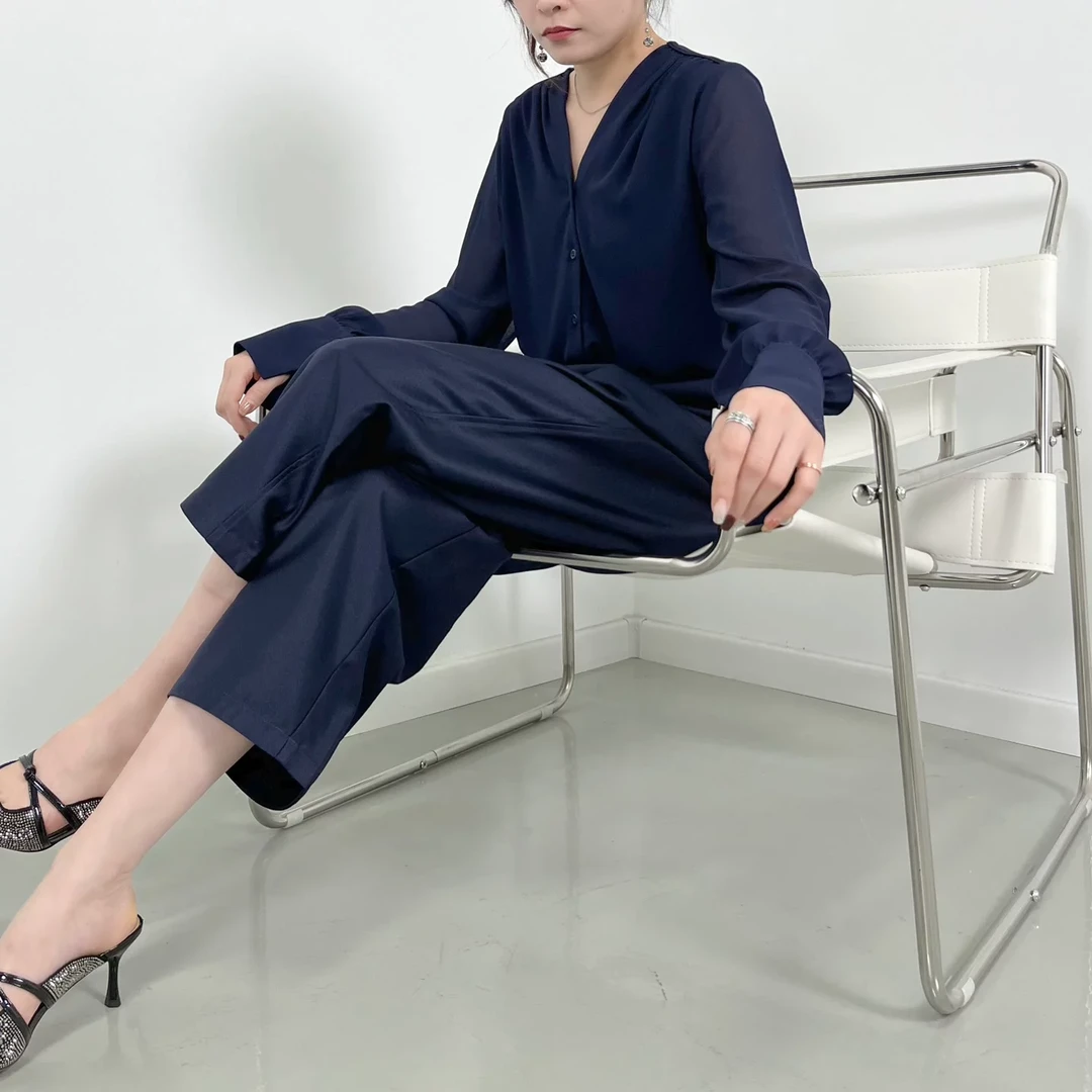 【颖儿严选】轻奢品牌休闲真丝羊毛女士镰刀裤九分最新款1906985