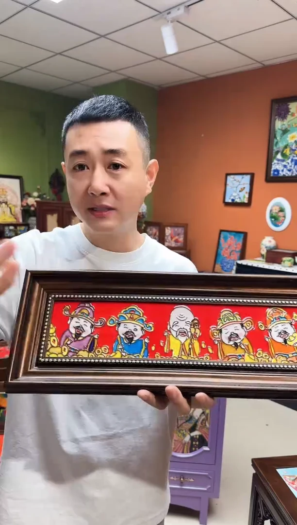 陶瓷挂画  五路财神