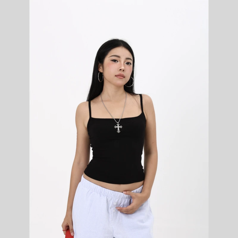 MIMIETTE辣妹纯色遮副乳吊带背心柔软针织修身女2024新款无袖上衣