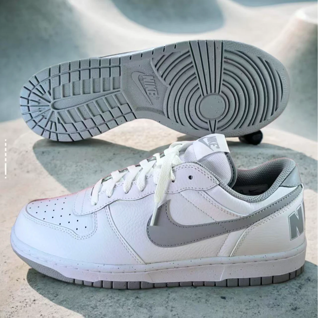NIKE/耐克Dunk BIG NIKE LOW透气板鞋男款小白鞋 奶灰色355152106