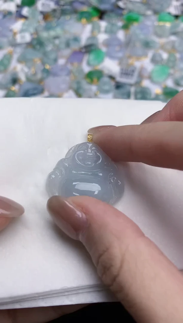 【闪购商品】翡翠颈饰18K金镶嵌天然缅甸翡翠A货