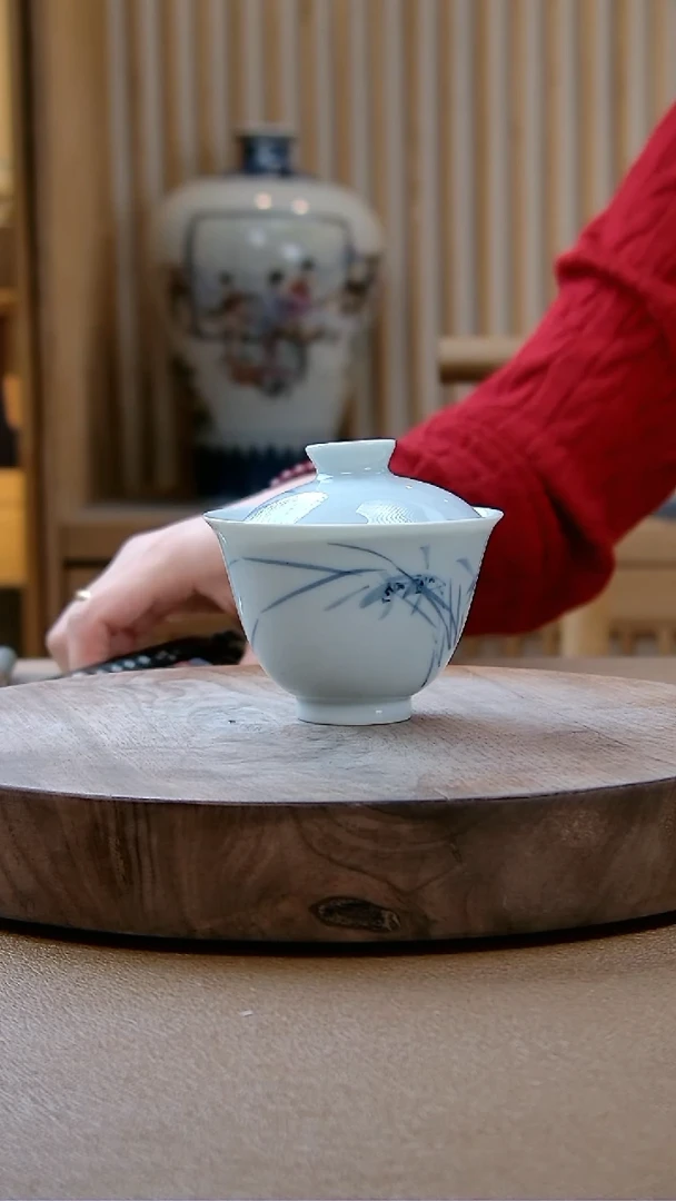 【闪购商品】翰文堂青花兰花盖碗。。。