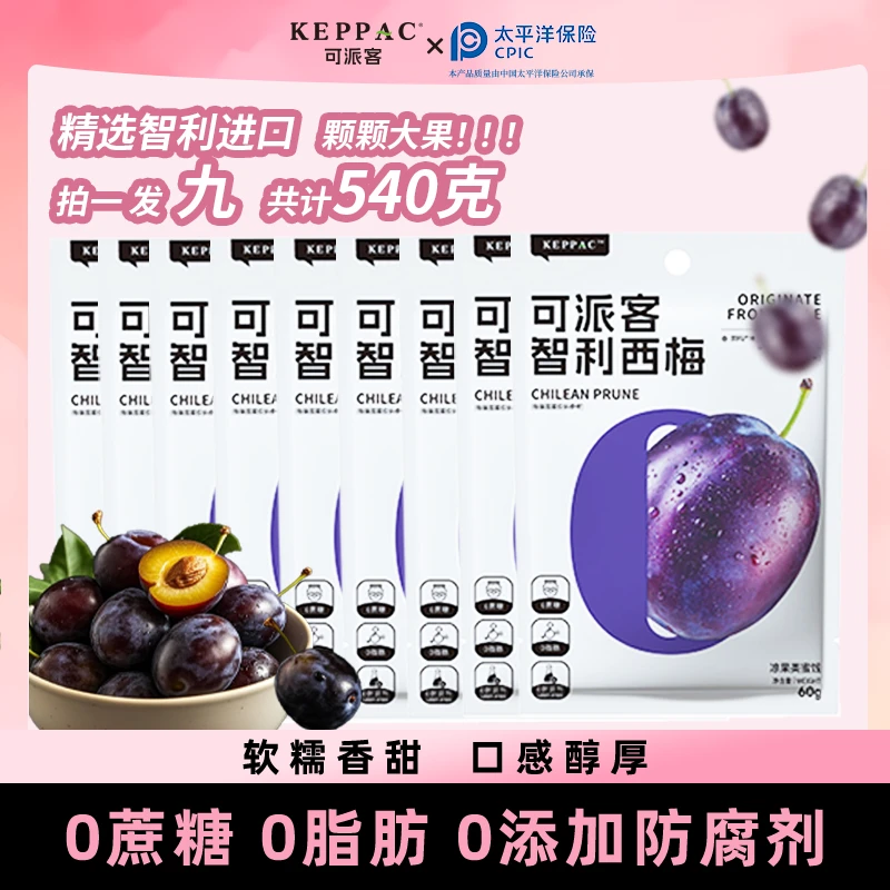 【达人专享】智利西梅干60g*9袋酸甜解腻独立包装健康美味零食