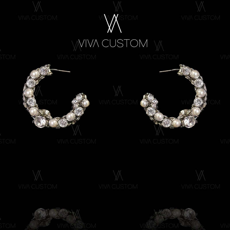 铜合金合成锆石耳饰 （精工系列）优雅高级圆球串珠耳钉