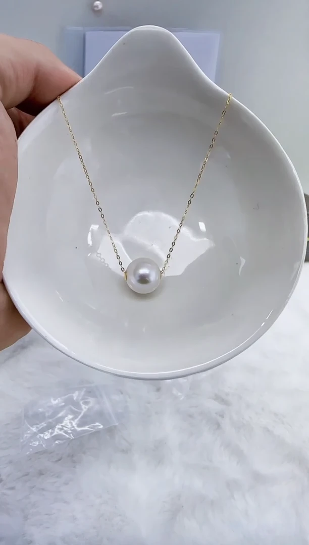 18K金镶嵌淡水珍珠DA 白珠吊坠12 b301