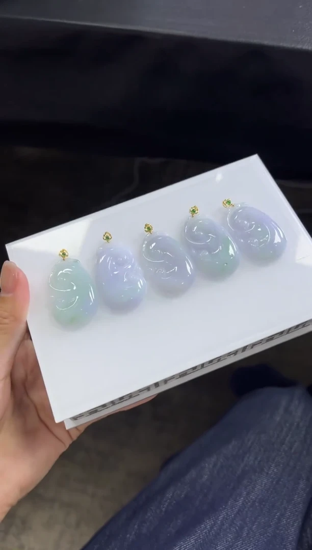 翡翠18K金镶嵌颈饰A67/多样性发一件/配绳子