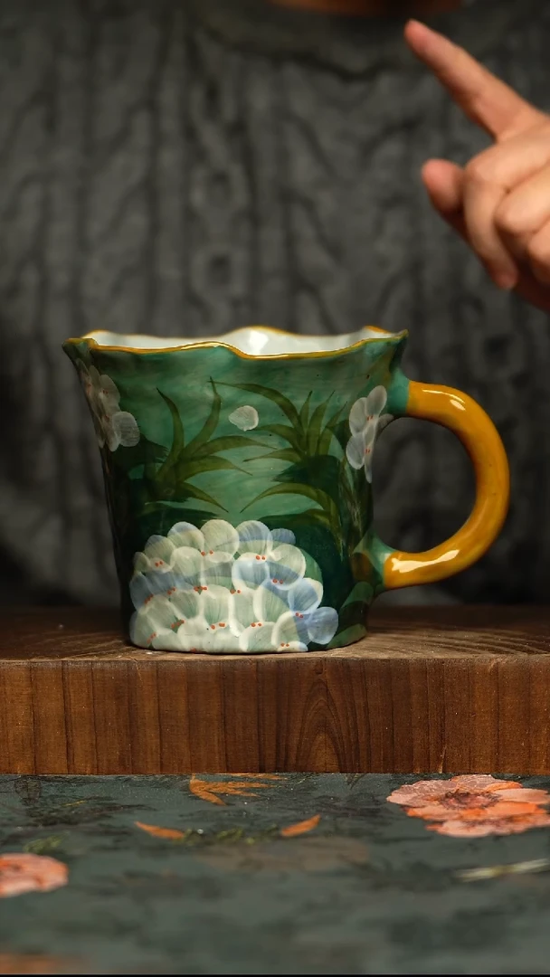 杯釉下彩手工手绘同款陶器