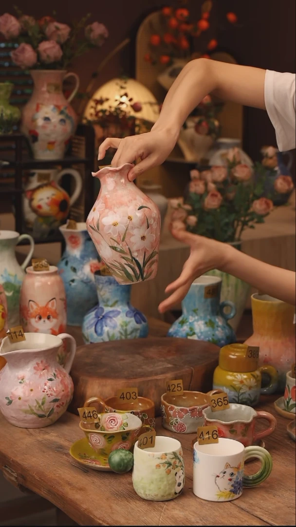 陶瓷126景德镇设计师手作花器摆件侘寂风