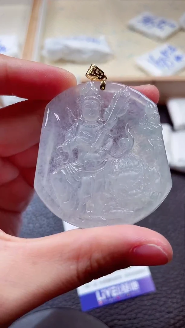 翡翠18K金镶嵌颈饰00005763文殊