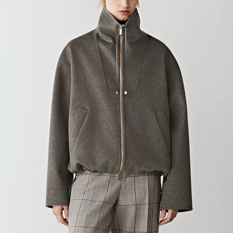 禾家同款拉链双面呢短款老钱风简约防风时尚短款外套宽松女款