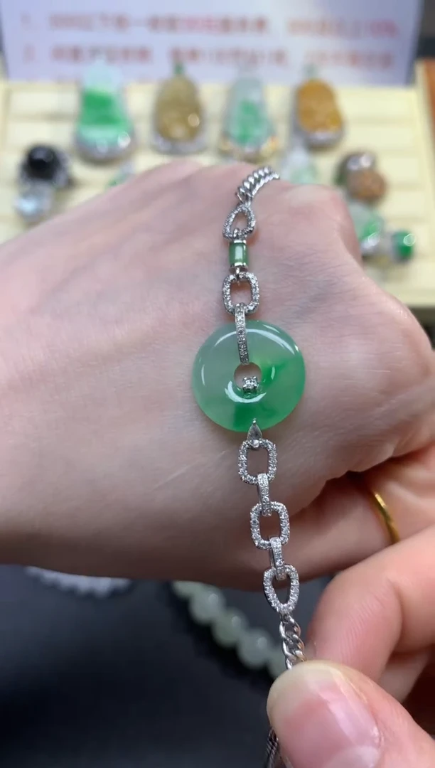 18K金镶嵌手链翡翠手链|11800+1180