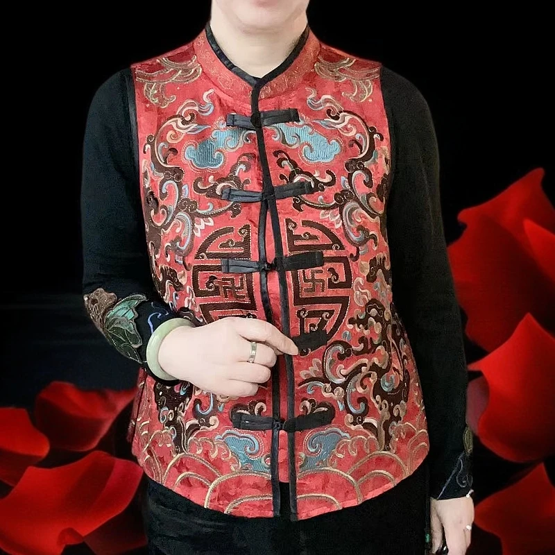 姐妹花推荐刺绣女士马甲民族风马夹中国风短款花马甲女款时尚复古