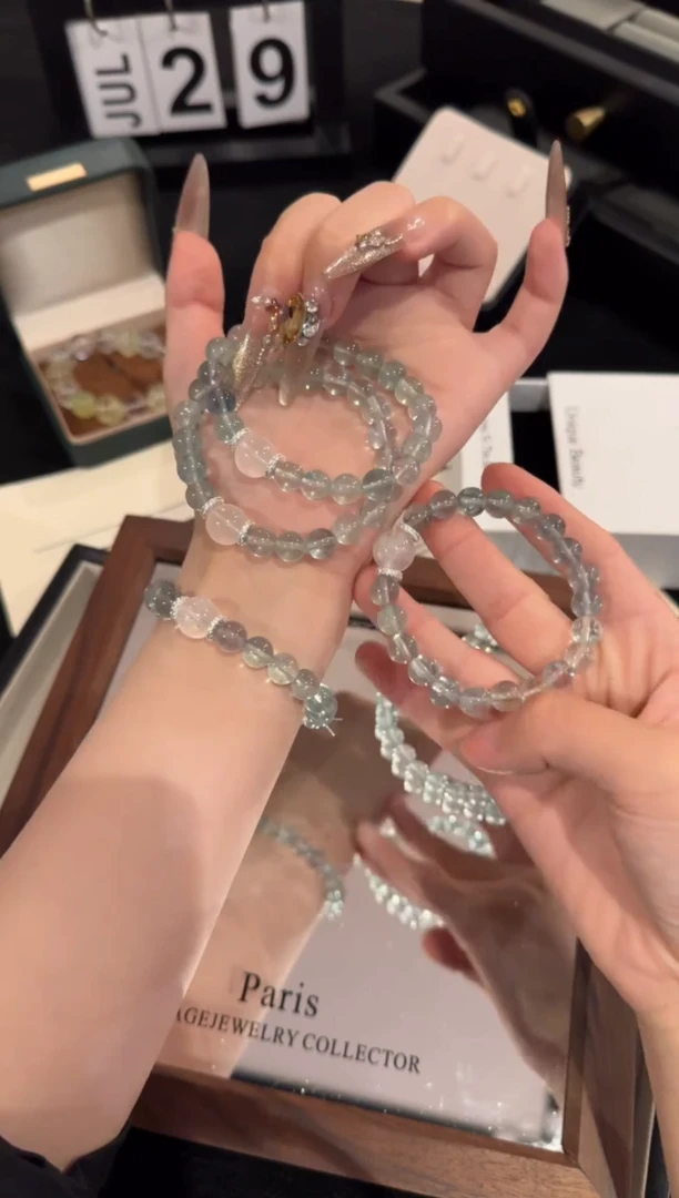 水晶手链合金绿萤石x2158