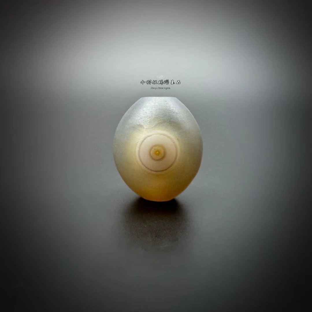 天然哑光玛瑙橄榄珠一眼古珠特色饰品 尺寸 21.3*18.7