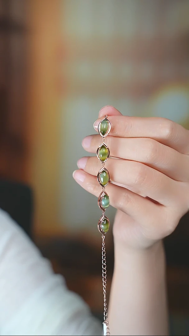 手链银S925镶嵌和田玉cg