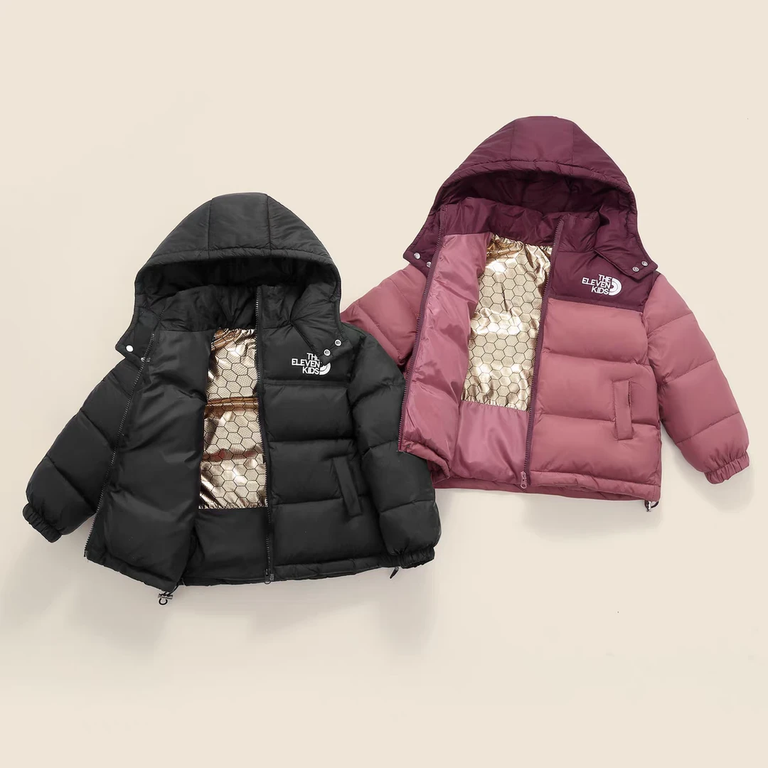 中大童宝宝防寒服加厚连帽儿童女童外套冬装童装潮牌男童外套