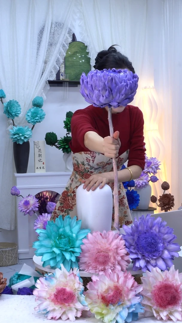 永生洋蓟紫罗兰单头【有染色点】7049