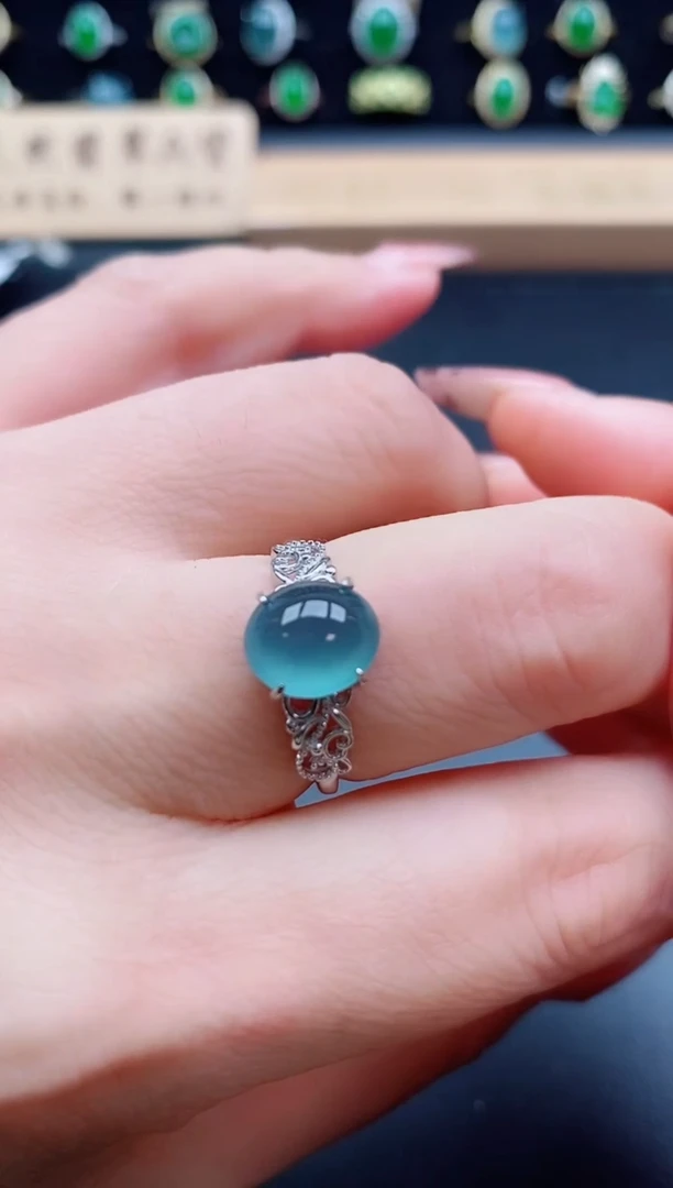 银S925镶嵌戒指翡翠1