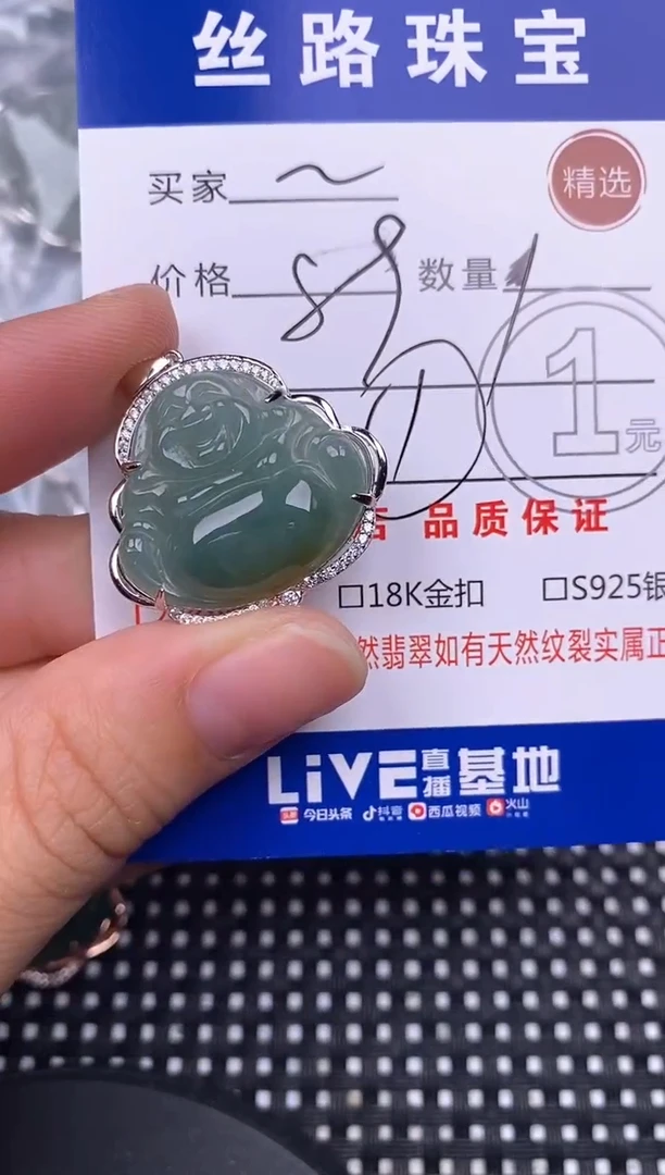 颈饰银S925镶嵌翡翠?**?挂件
