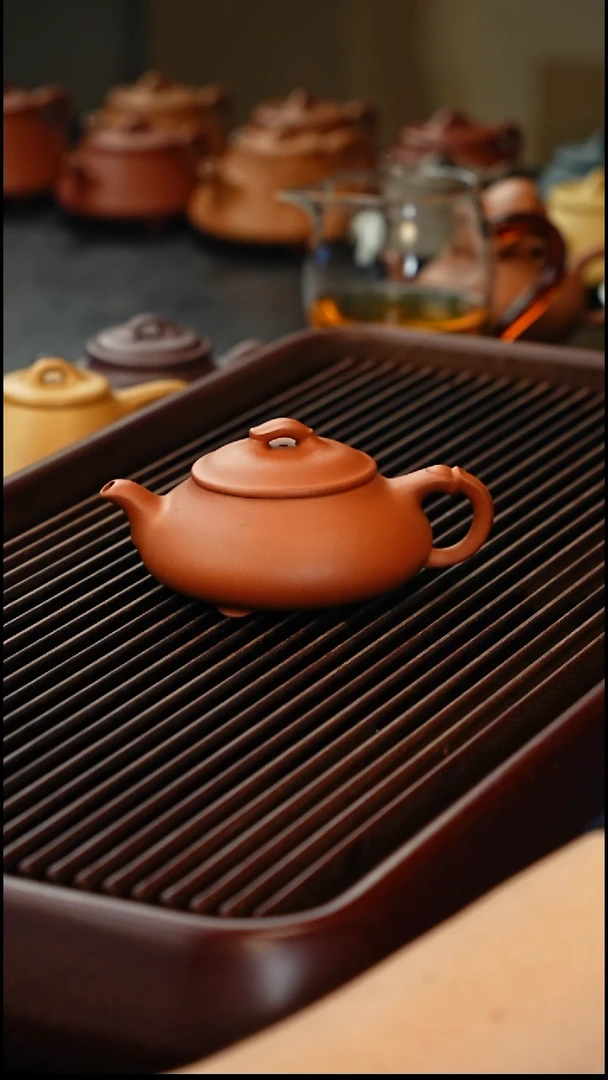 茶壶紫砂精工大红泥简瓢壶160cc