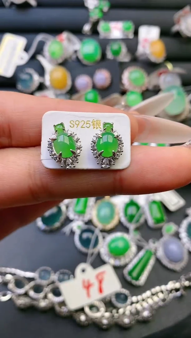 【闪购商品】翡翠戒指银S925镶嵌天然A货翡翠1