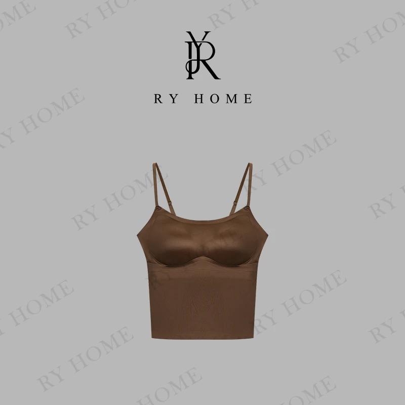 【容雨RYHOME】缎面桑蚕丝无痕带胸垫防走光吊带背心252BX0077
